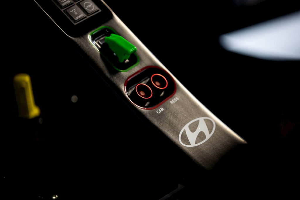 1000 HP Hyundai Kona EV Electric rally car cockpit controls