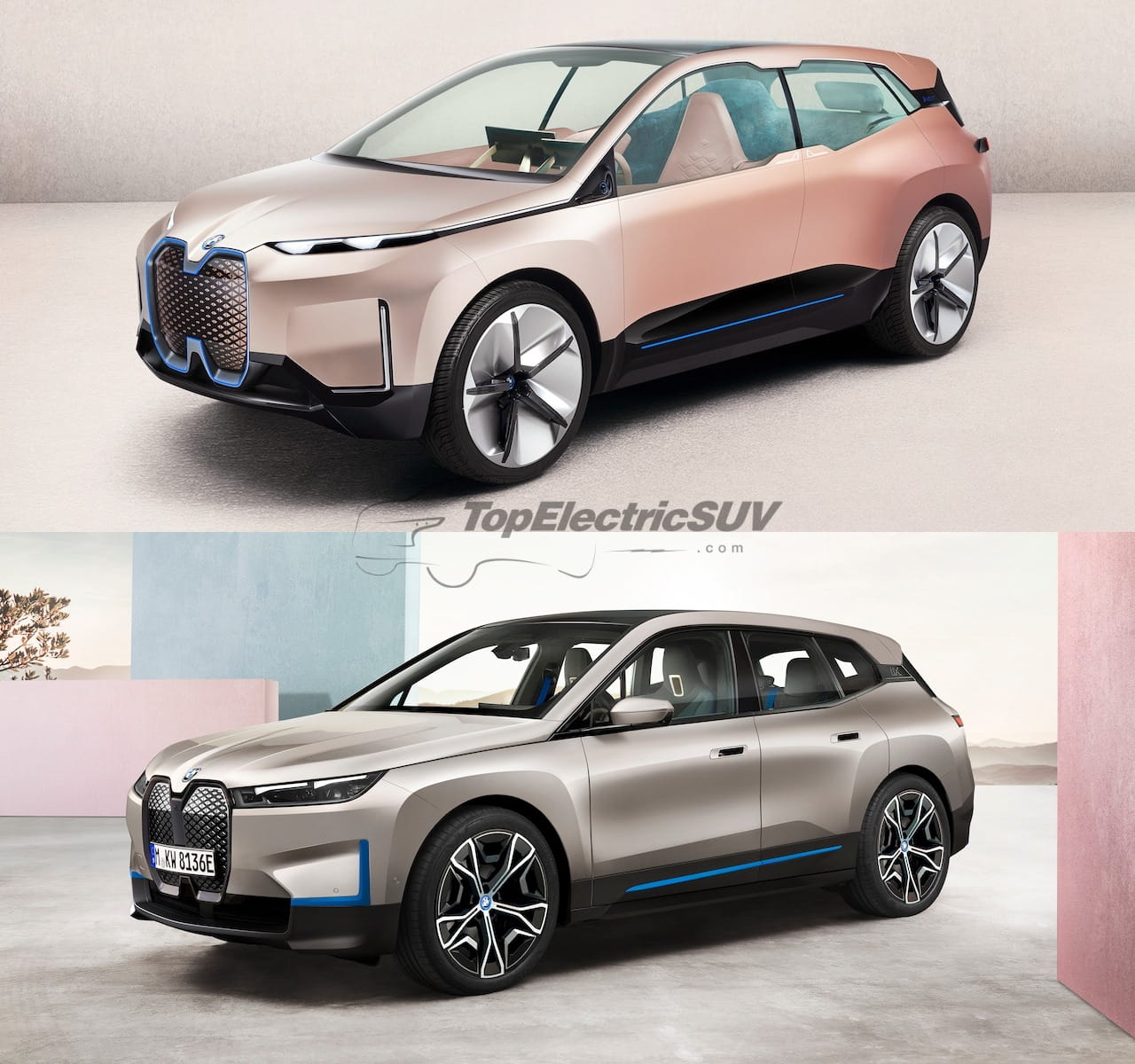 BMW iNEXT concept vs. BMW iX front quarters
