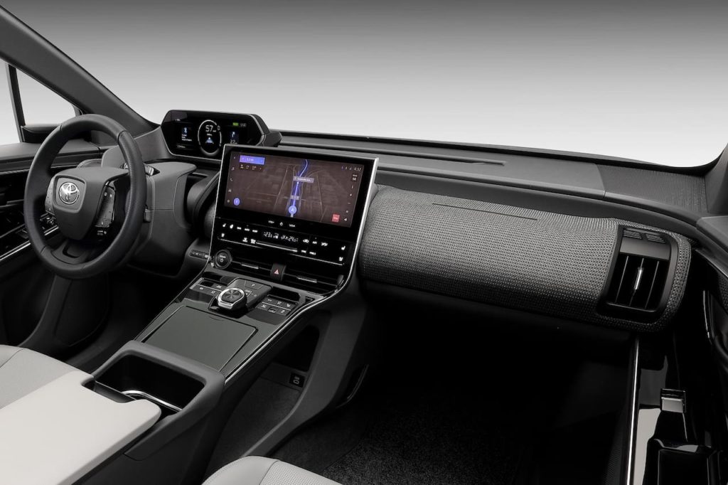 Production Toyota bZ4X interior dashboard