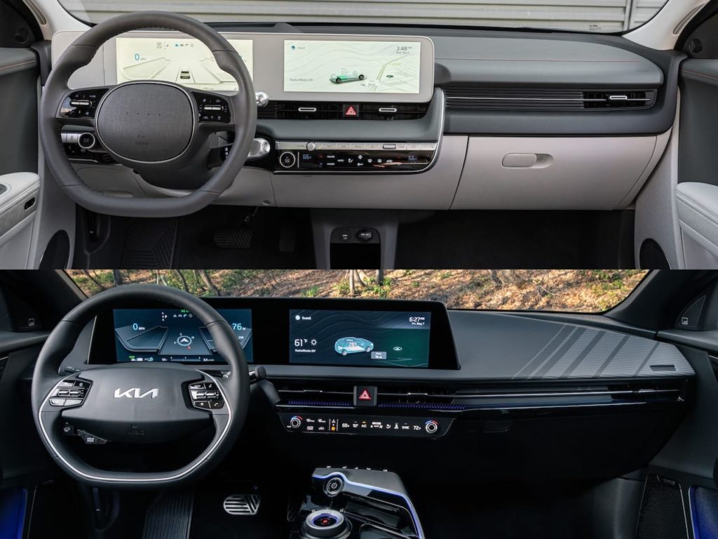 Hyundai Ioniq 5 vs. Kia EV6 interior dashboard