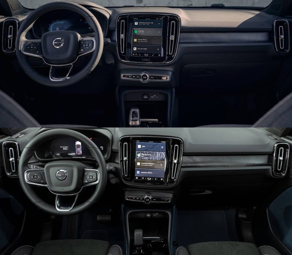 Volvo C40 vs. Volvo XC40 Recharge interior dashboard