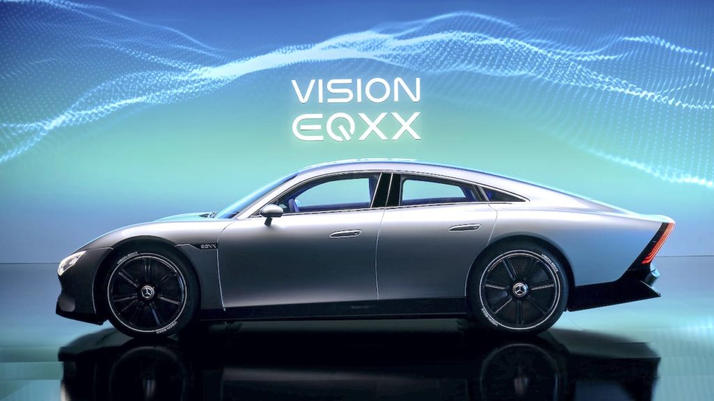 Mercedes EQXX concept side profile live image