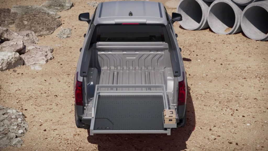 Chevrolet Silverado EV Work Truck sliding tray system