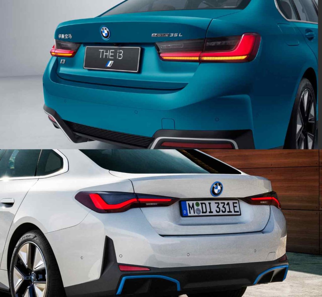 BMW i3 sedan rear vs BMW i4 rear details