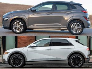 Hyundai Ioniq 5 vs Hyundai Kona Electric side profile