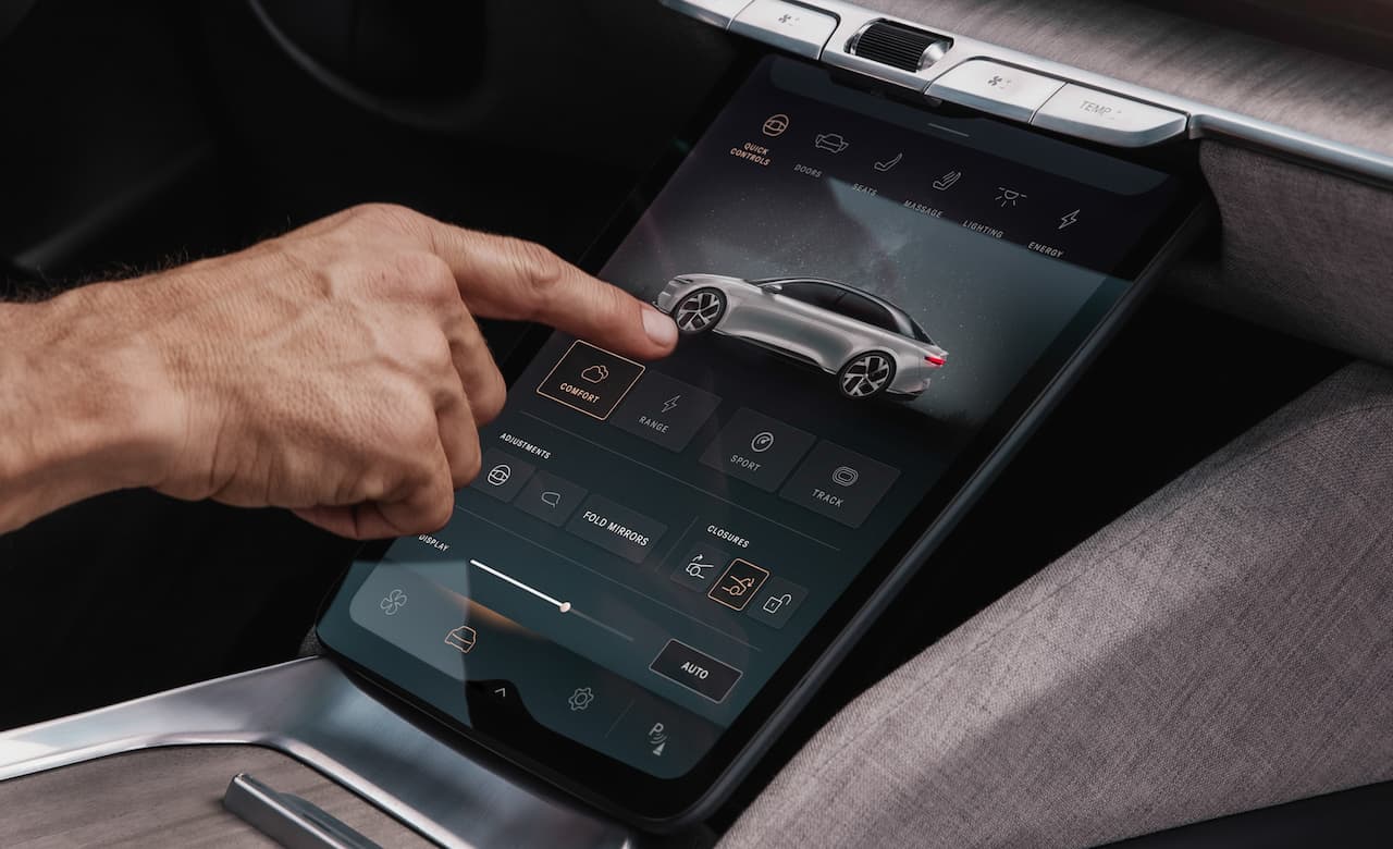 Lucid Air climate control touchscreen