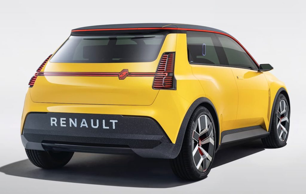 Renault 5 electric rear three quarters