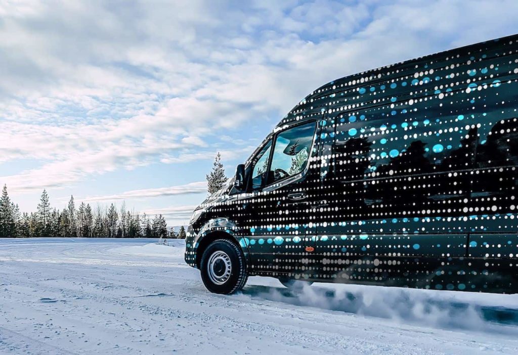 2024 Mercedes eSprinter winter testing Arjeplog Sweden