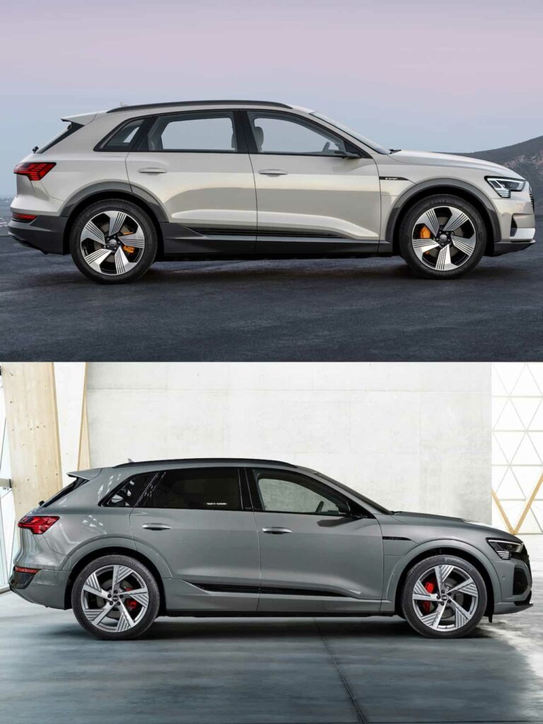 Audi Q8 e-tron vs. Audi e-tron side profile