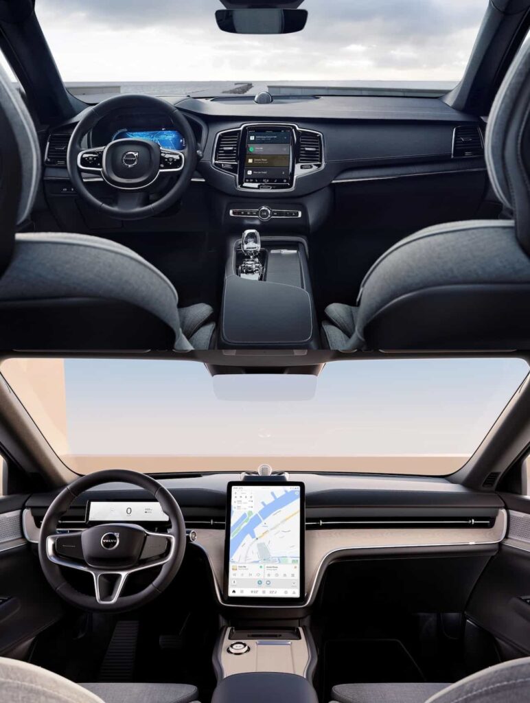 Volvo EX90 vs. Volvo XC90 interior dashboard