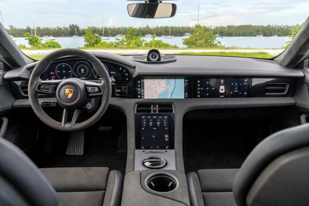 US-spec Porsche Taycan interior dashboard