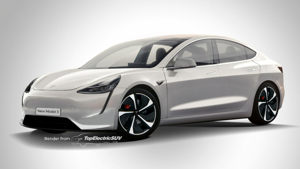 2024 Tesla Model 3 facelift rendering