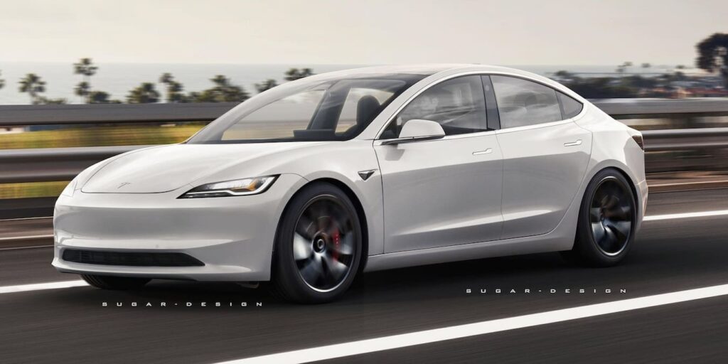 2024 Tesla Model 3 facelift rendering new