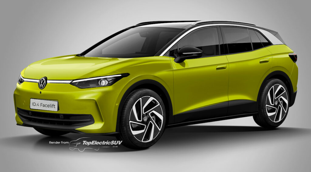 2025 VW ID.4 facelift rendering yellow