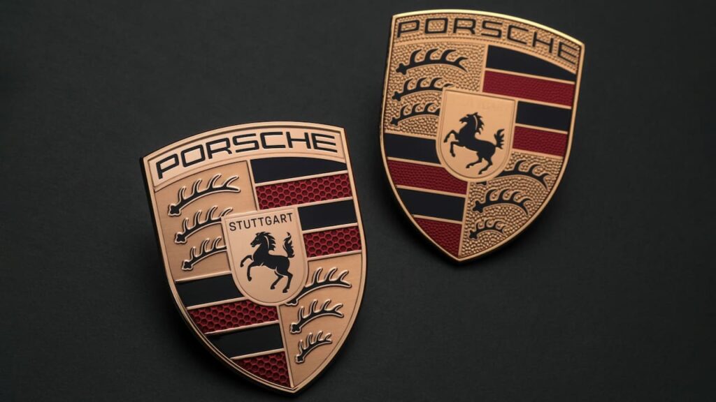 New Porsche logo 2023 and old Porsche logo