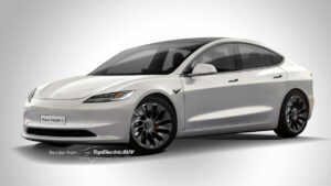 2024 Tesla Model 3 facelift Highland rendering