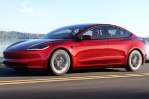 2024 Tesla Model 3 facelift front three quarter official image