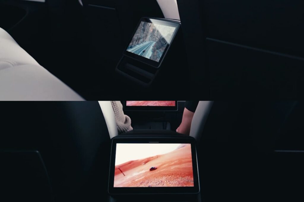 2024 Tesla Model 3 facelift rear entertainment screen