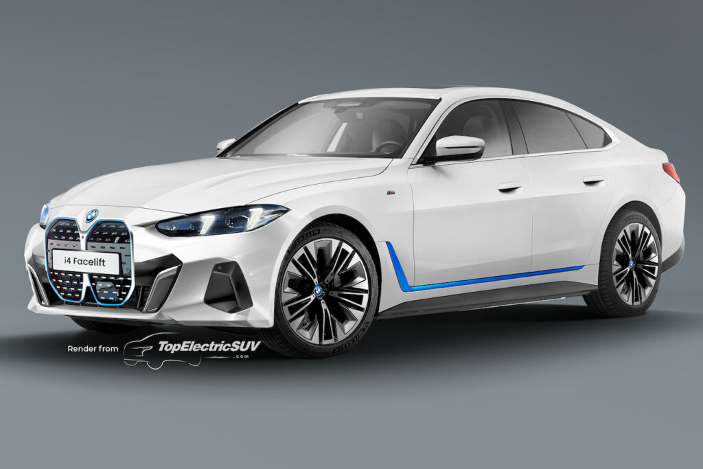 New BMW i4 facelift (2024 release) rendering white