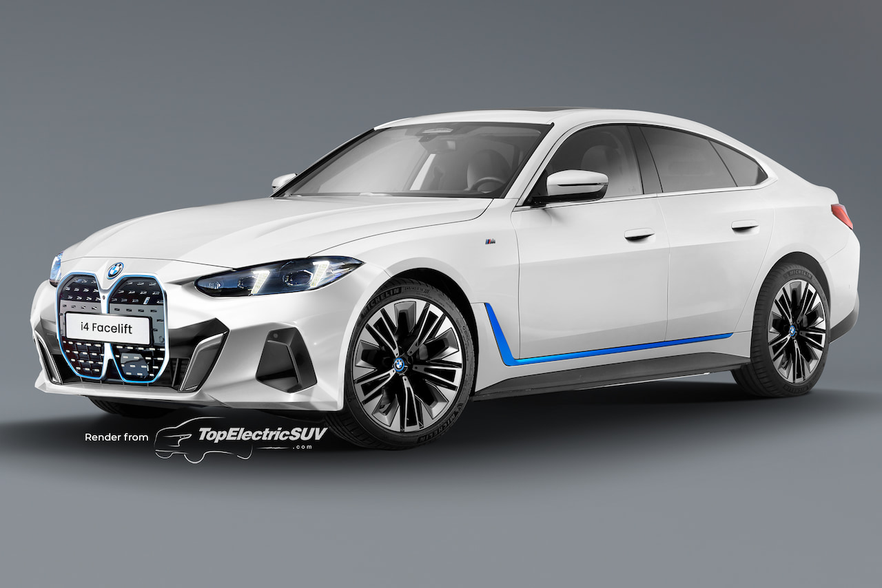 New BMW i4 facelift rendering white