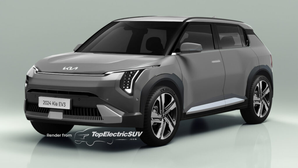 Kia EV3 SUV (2024 release) rendering