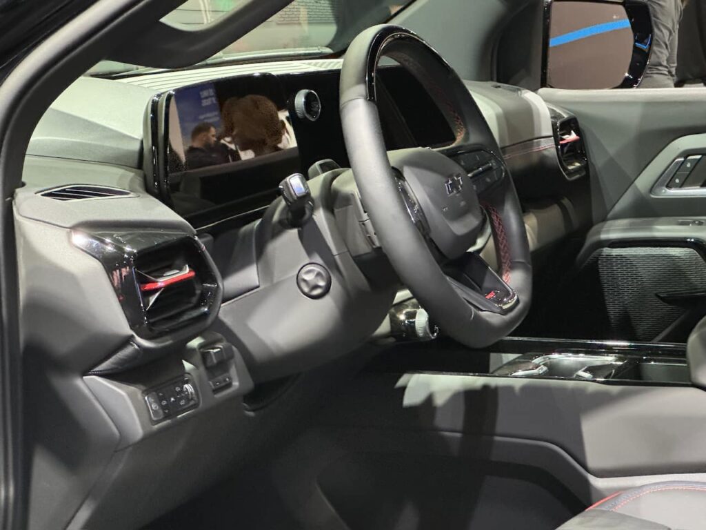Chevrolet Silverado EV RST black interior dashboard 2023 LA Auto Show
