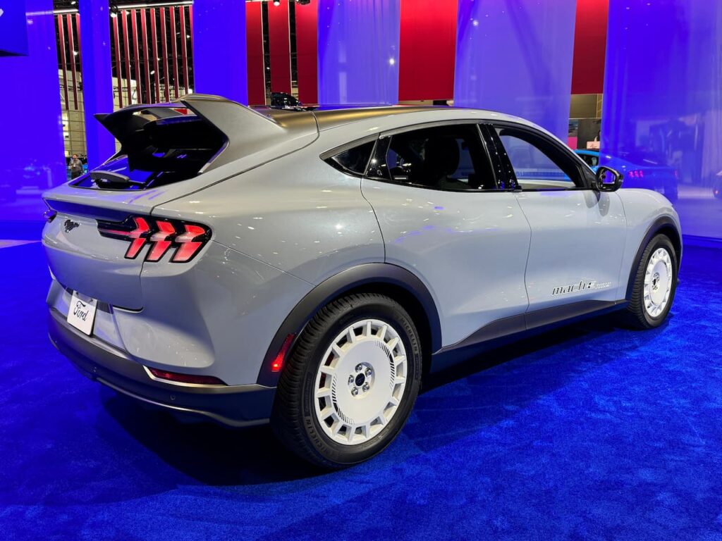 2024 Ford Mustang Mach-E Rally rear three quarter live image