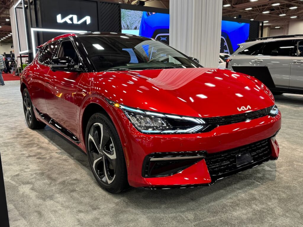 Runway Red is the sportiest color choice for the 2024 Kia EV6 GTLine