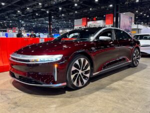 2024 Lucid Air Grand Touring Zenith Red front three quarter