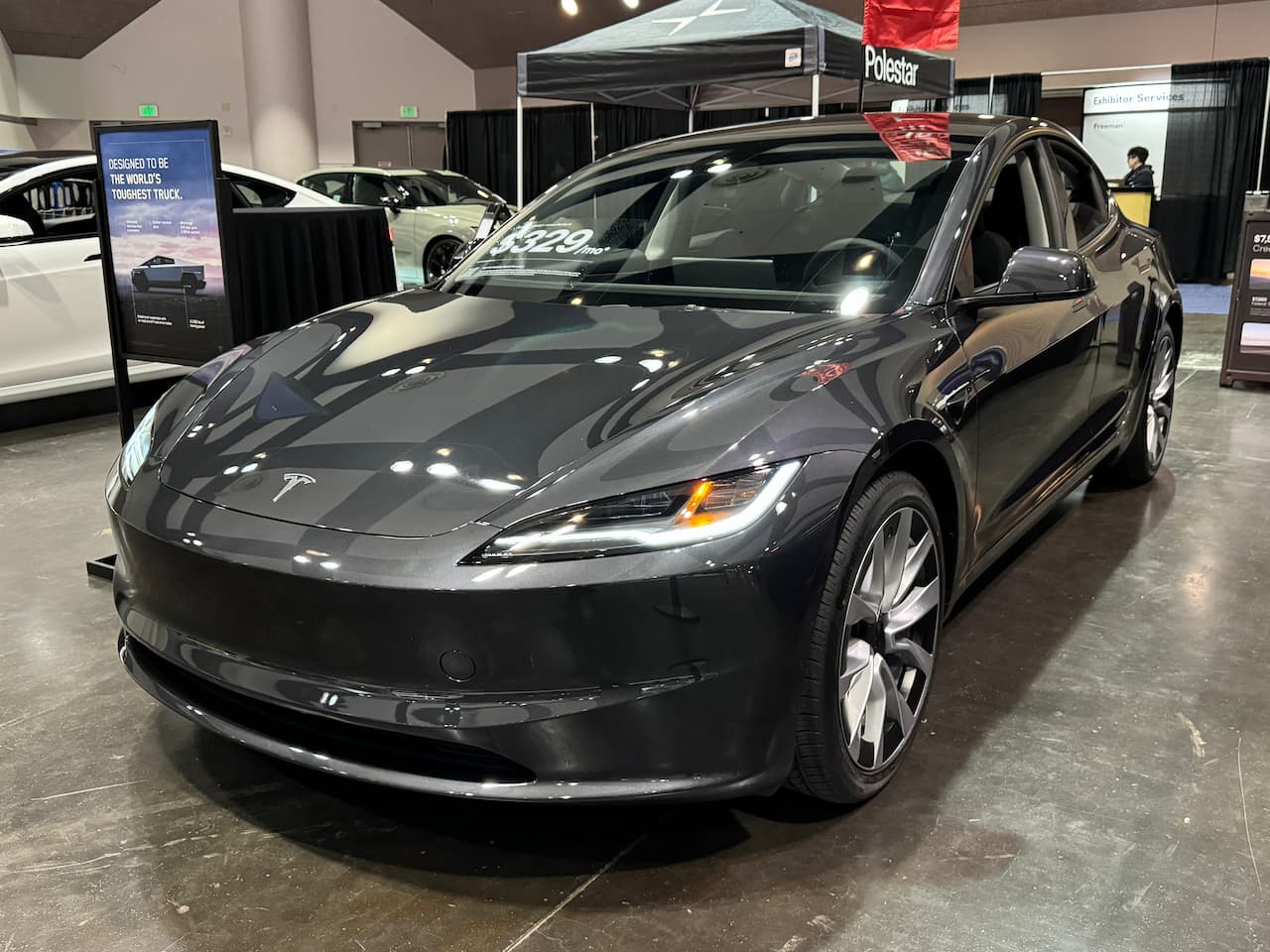 2024 Tesla Model 3 Stealth Grey front three quarter