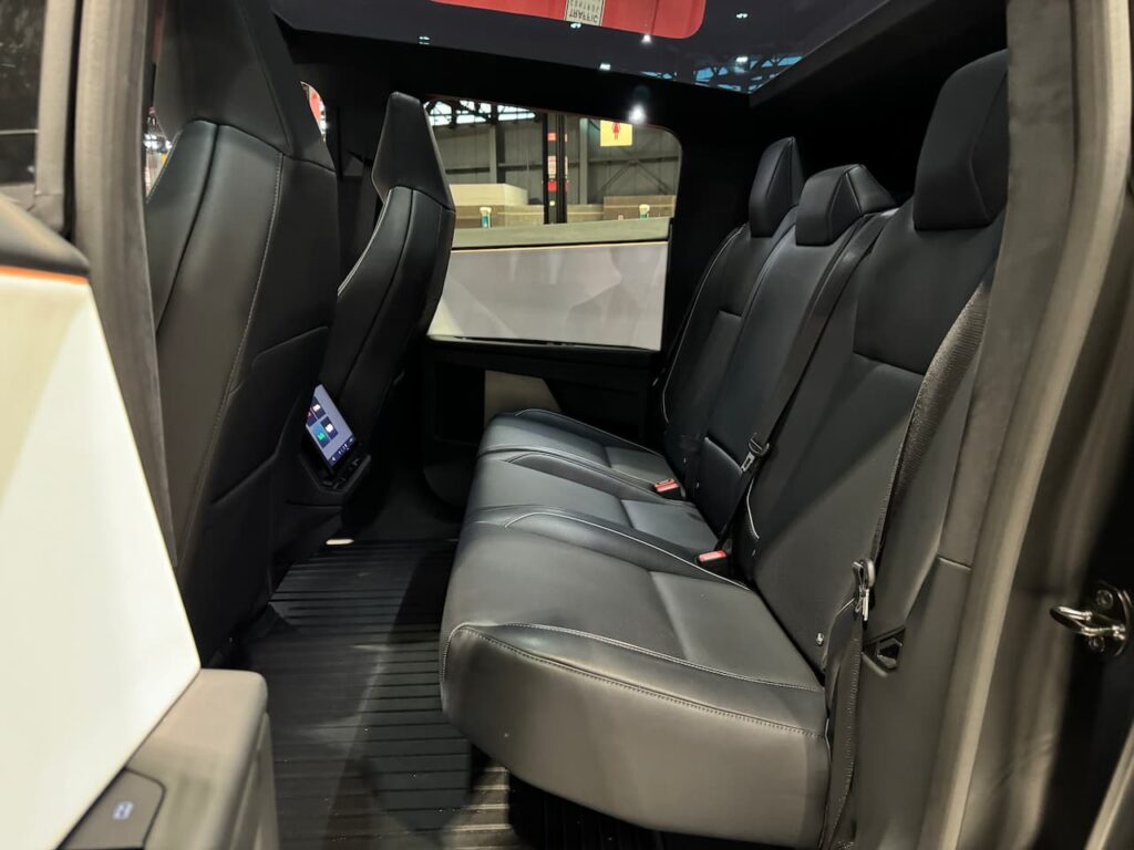 Tesla Cybertruck rear seat space 2024 Chicago Auto Show