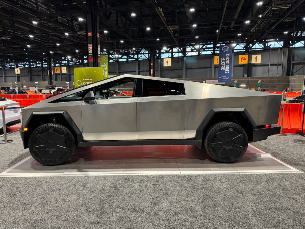 Tesla Cybertruck side profile 2024 Chicago Auto Show